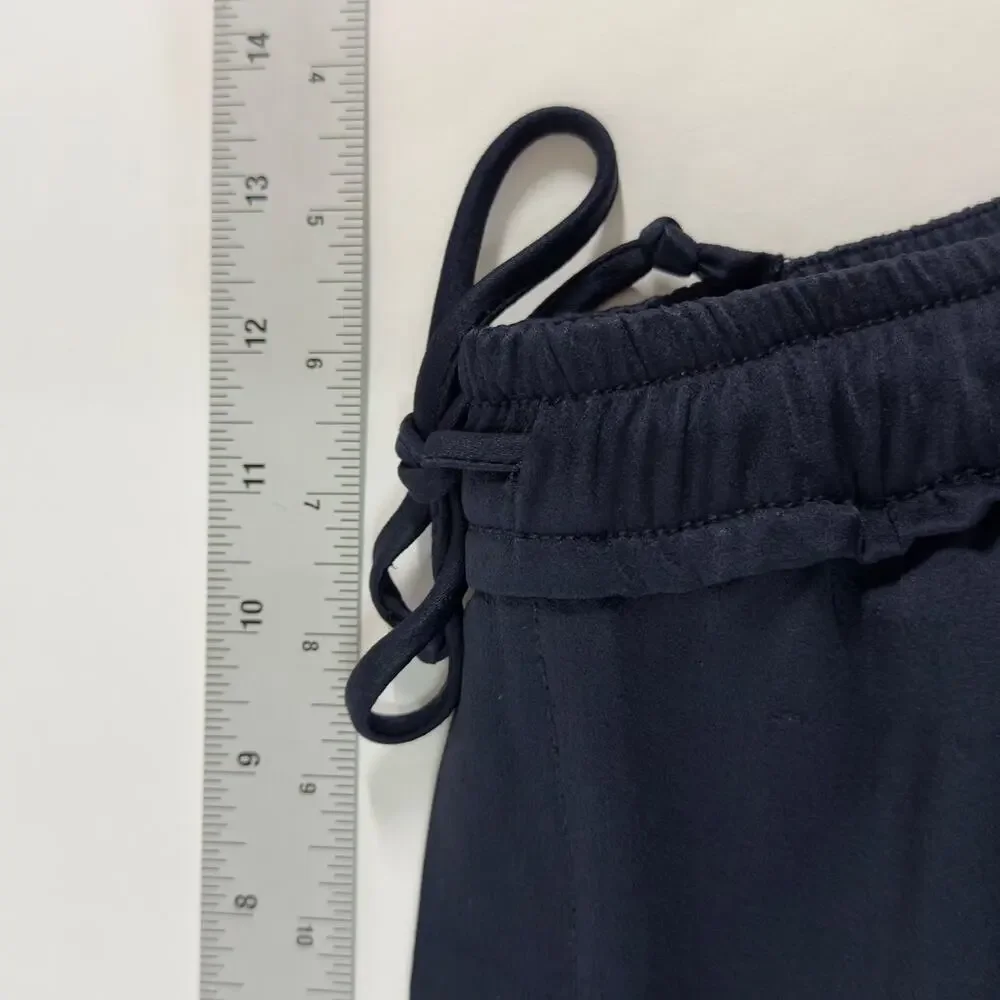Zara Limited Edition Satin Effect Pants XL Navy Flowy Pull On Comfort Chic *flaw